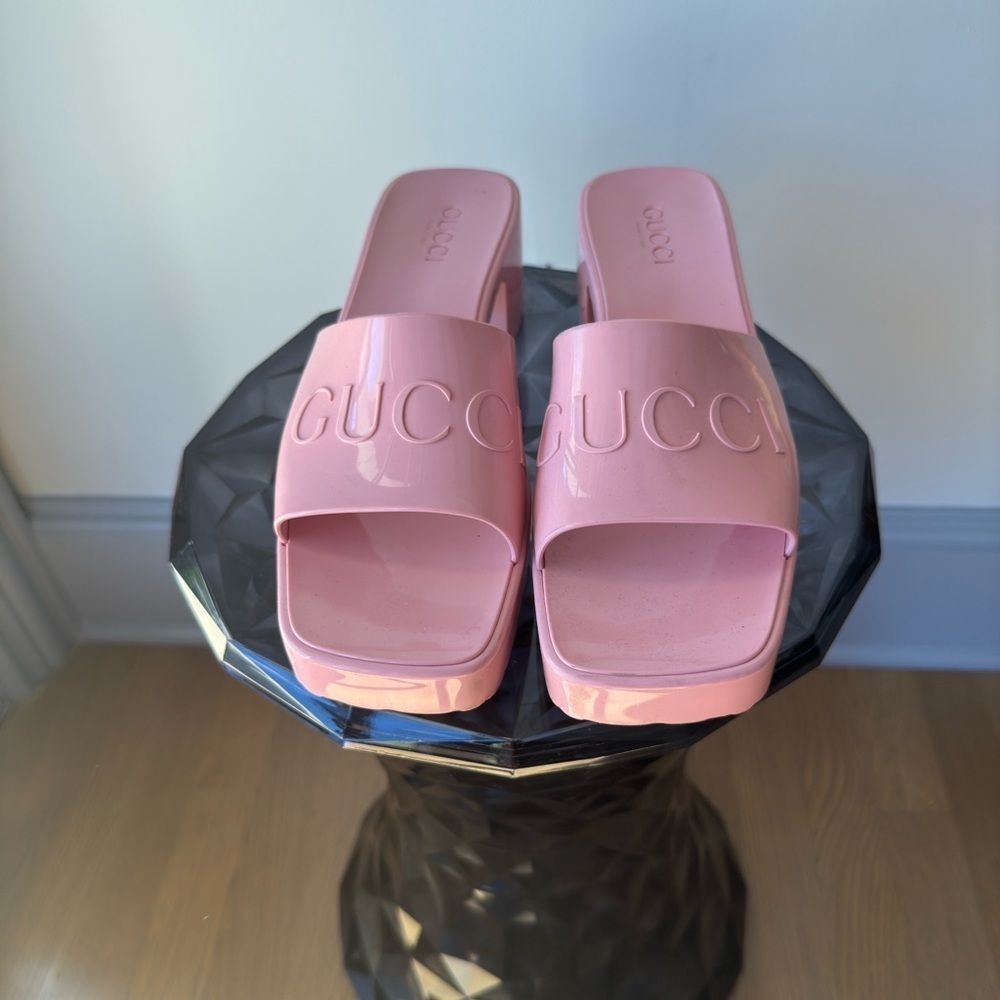 Gucci Rubber Gucci Logo Womens Platform Pink - Picture 7 of 7